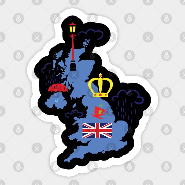 Map of UK with typical Sticker by holidaystore